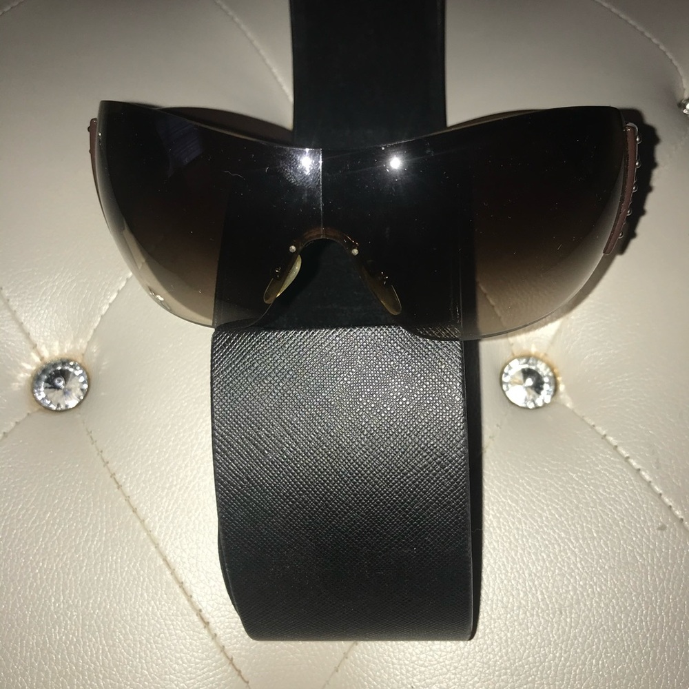 PRADA SPR 29L Brown Studded Oversized Sunglasses 120mm w/Case - Picture 15 of 16